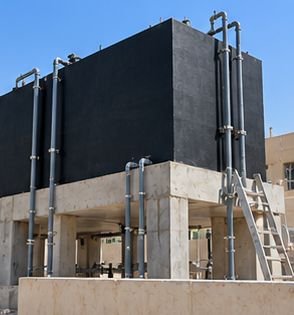 Concrete water tank on a concrete base
